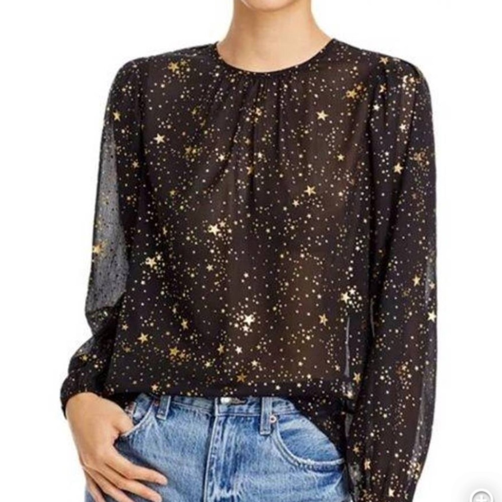 Aqua gold star blouse